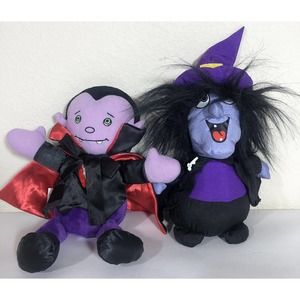 Halloween Holiday Funhouse  Vampire Plush 10"  and CAF Witch Plush